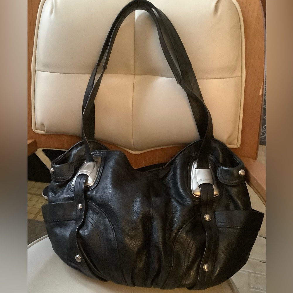b. Makowsky Black leather bag with silver hardware Excellent condition